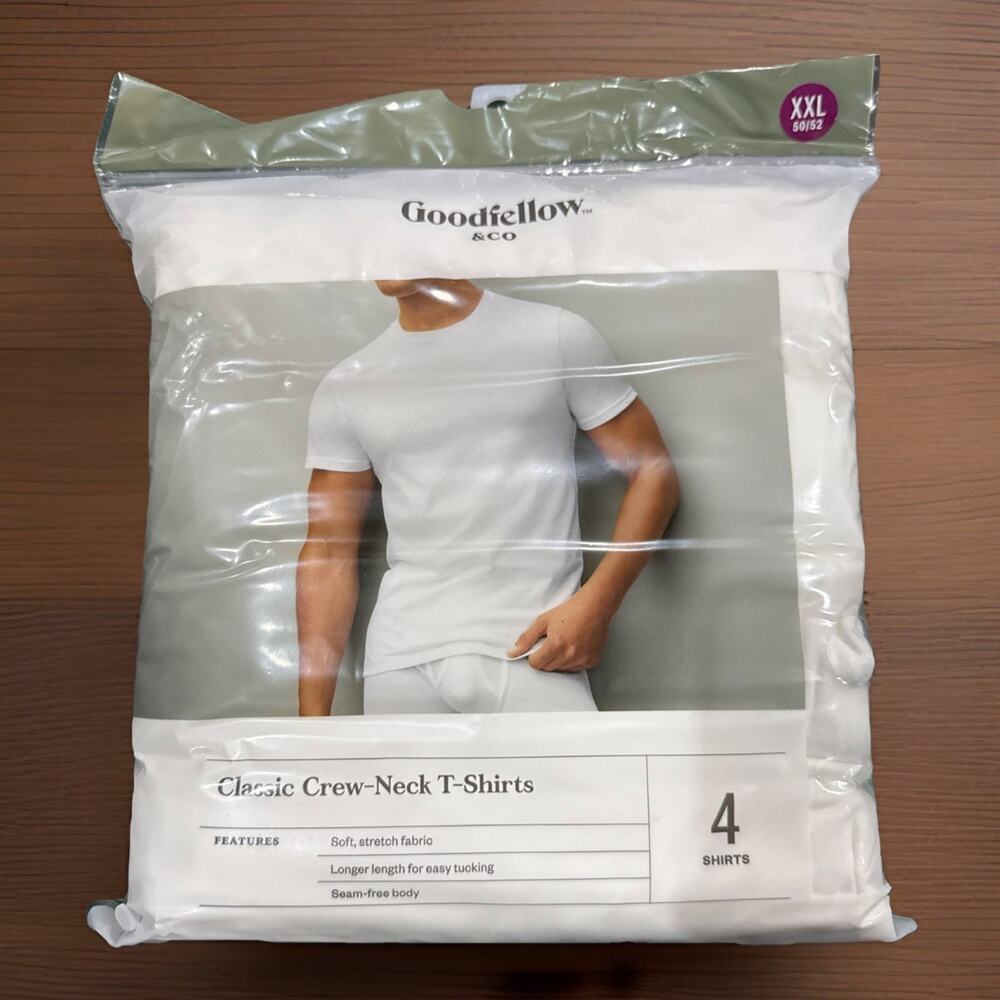 Men's Short Sleeve 4pk Crew-Neck T-Shirt - Goodfellow & Co™ White XXL